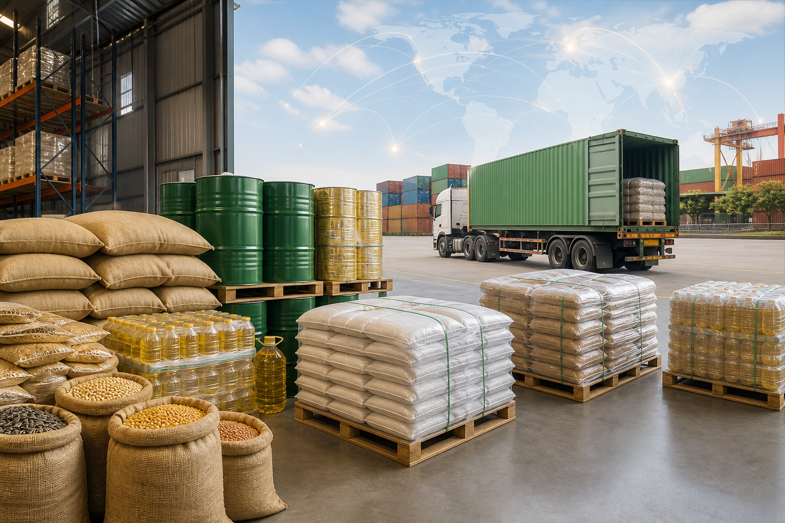 Bulk commodities prepared for dispatch